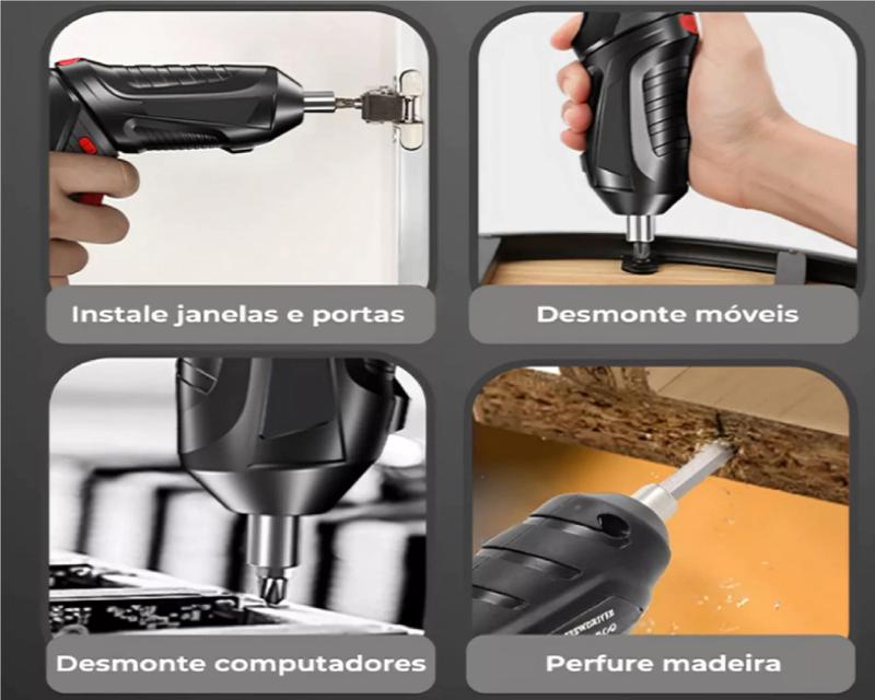 Kit Parafusadeira Elétrica Sem Fio 48Pecas xzy - Parafusadeira